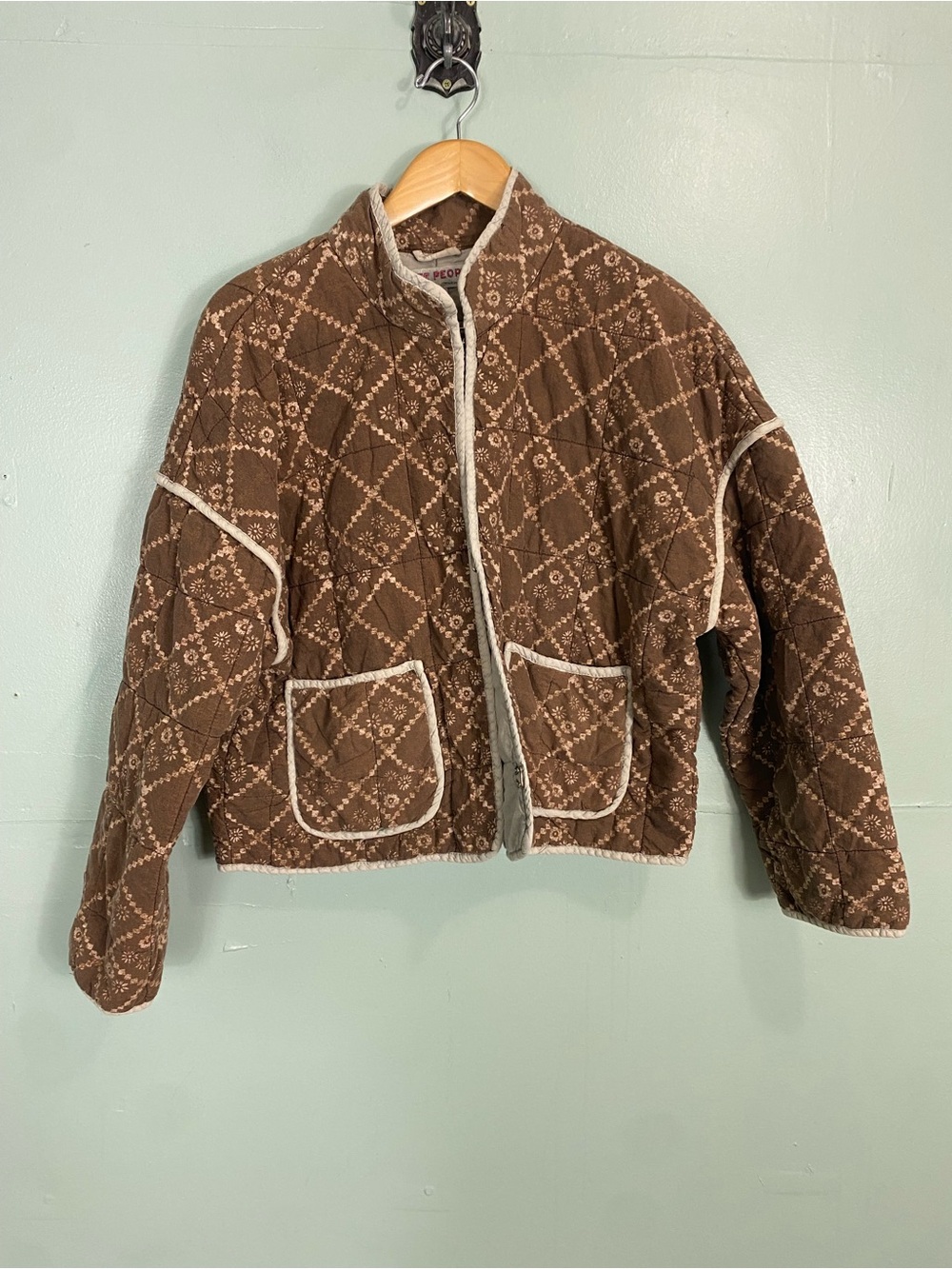 Free People Chloe Jacket Brown Printed Quilted Slouchy Small